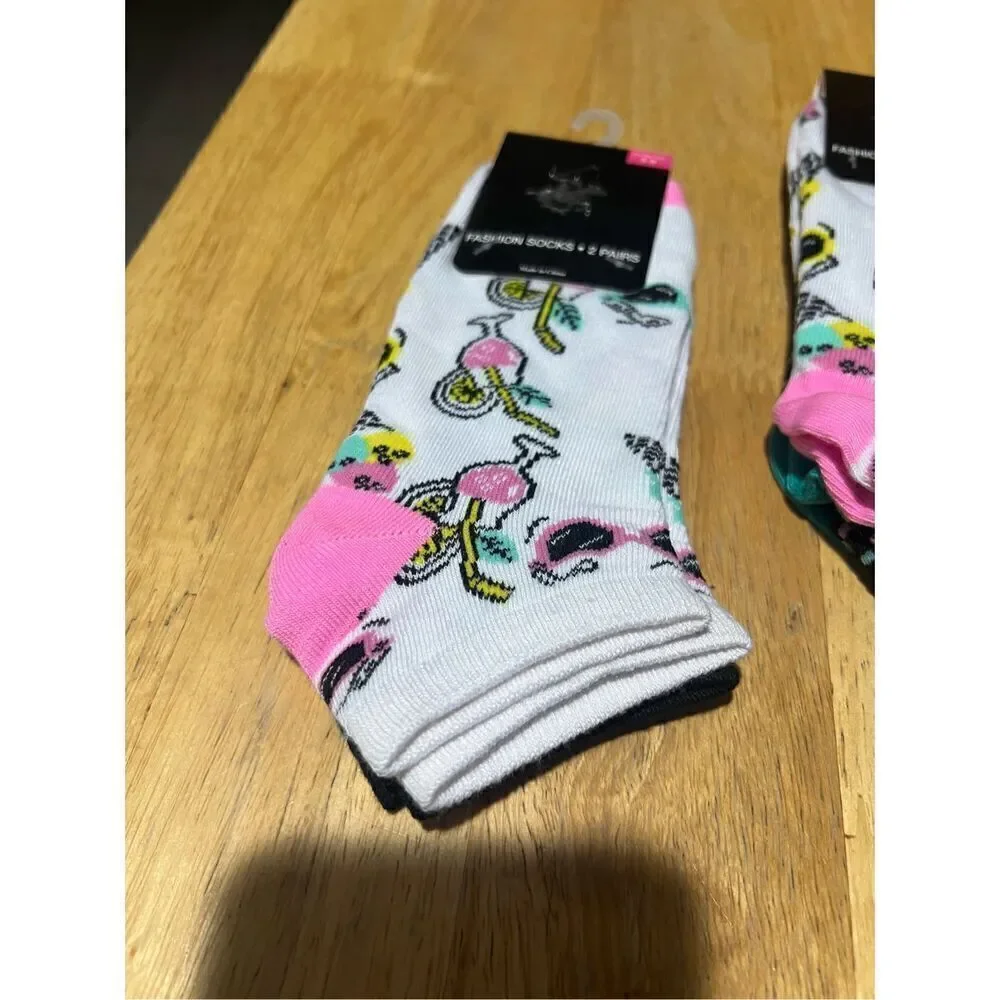 Beverly Hills Polo Club Drinks & Polka Dot Woman’s Fashion Socks NEW Size 5-9